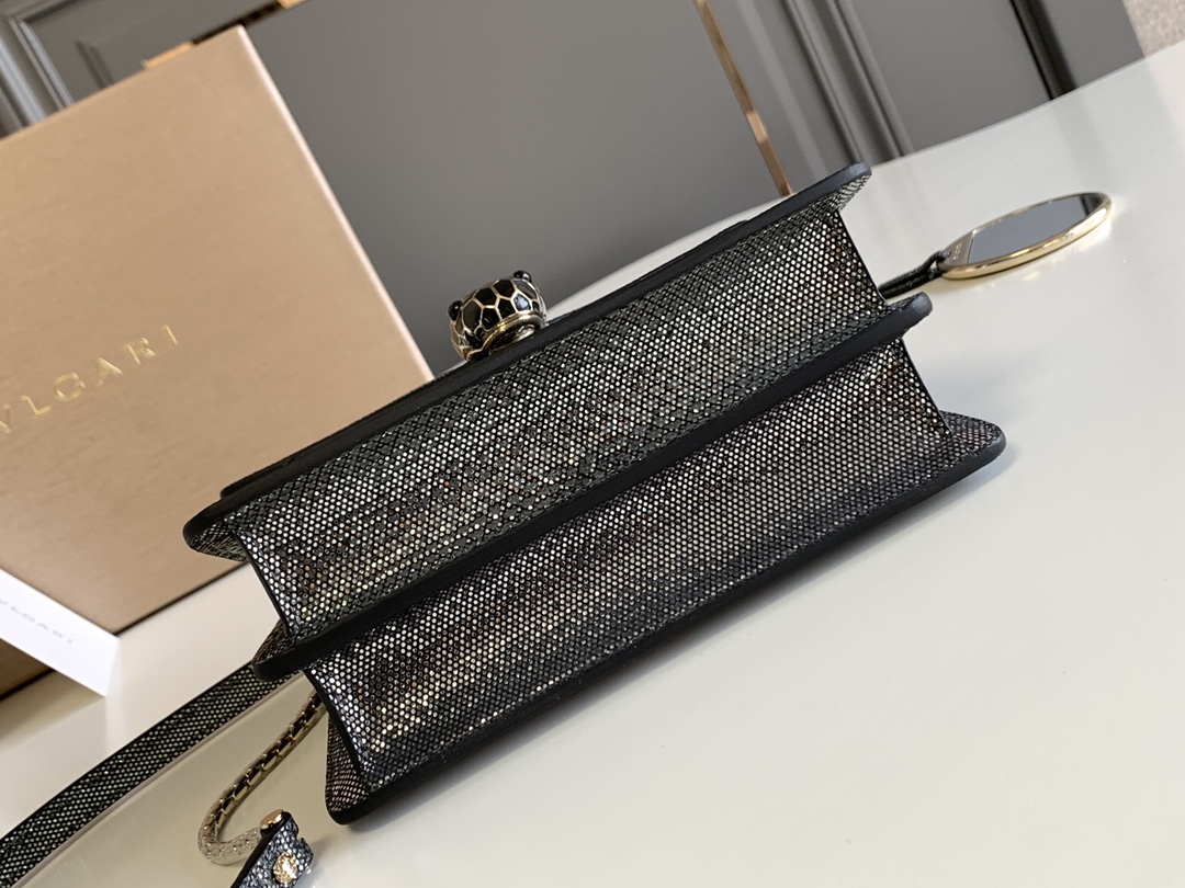 Bvlgari Serpenti Forever Crossbody Bag in Black Snake Skin